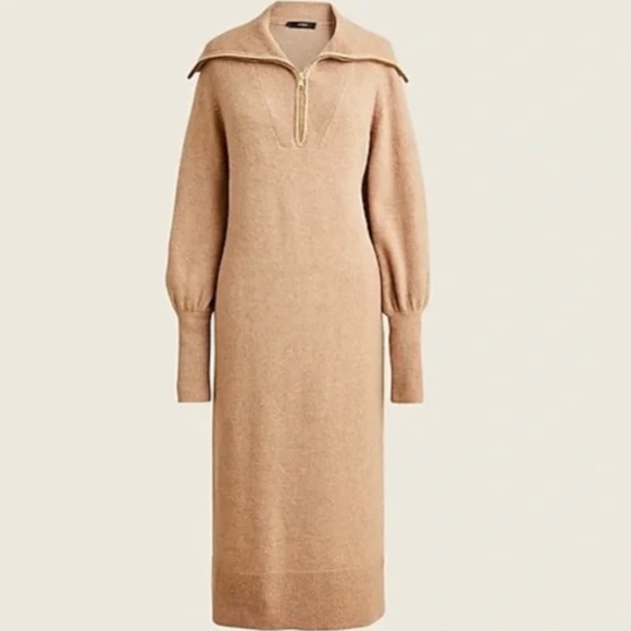 J. Crew Dresses & Skirts - NWT J. Crew Sz M Half Zip Merino Wool Alpaca Midi Sweater Dress